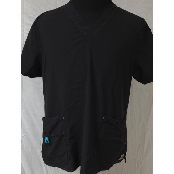 Carhartt Force Womens XL Modern Fit Black Short Sleeve Stretch V-Neck Scrub Top - Picture 1 of 14